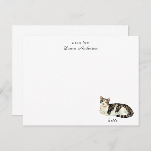 可愛い猫パーソナライズされたフラットノートカード サンキューカード (正面/裏面)