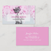 可愛い猫ピンクの羽。                               名刺 (正面/裏面)