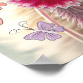 可愛い猫ピンクニットスカーフハットパーソナライズされたフローラ ポスター (角)