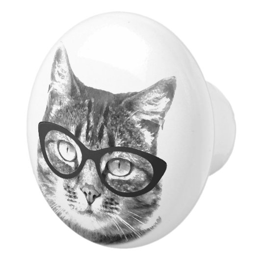 可愛い猫フォトセラミックのドアと引き出しノブ セラミックノブ (右)