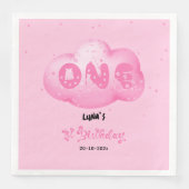 可愛い猫フォント水彩桃色クラウド1回目の誕生日 (正面)