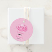 可愛い猫フォント水彩桃色クラウド1回目の誕生日 フェイバータグ (インサイチュ)