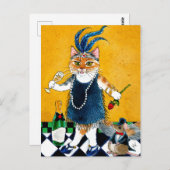 可愛い猫フラッパーアールデコダンサー1920年代はがき ポストカード (正面/裏面)