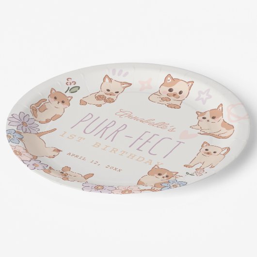 可愛い猫フローラガール1歳 ペーパープレート (アングル)