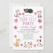 可愛い猫フローラガール1歳 招待状 (正面)