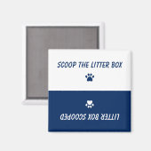 可愛い猫ペットポープリントネイビーブルリバーシブル マグネット (正面/裏面)