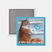 可愛い猫ホボの看板やさしい女の子がここに磁石を住んでいる マグネット (正面/裏面)