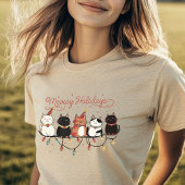 可愛い猫マイオウィホリデーズクリスマスライトおもしろい トライブレンドＴシャツ