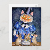 可愛い猫マウスウィッチハロウィーン秋の大釜 ポストカード (正面/裏面)