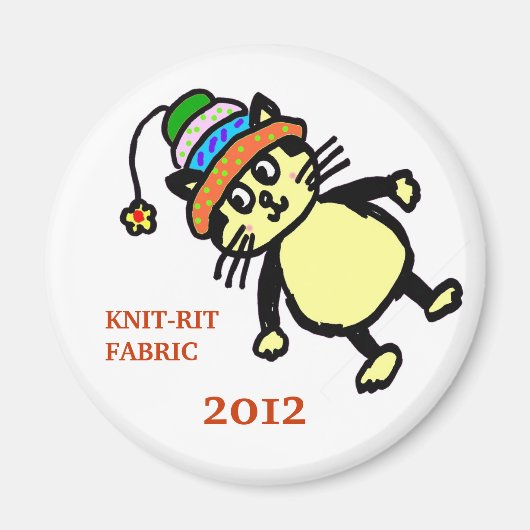 可愛い猫マグネット – 白 マグネット (正面)