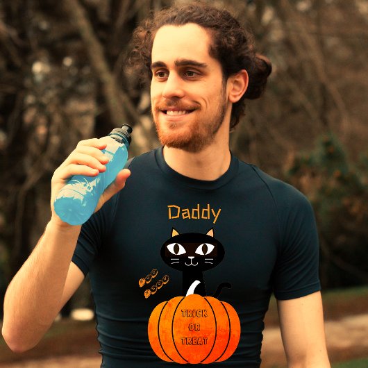 可愛い猫マッチングファミリーブラック&オレンジハロウィン Tシャツ