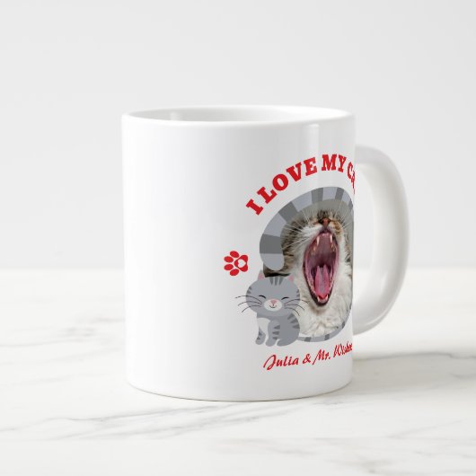 可愛い猫ママが大好きフォトグラフィック ジャンボコーヒーマグカップ (正面右)