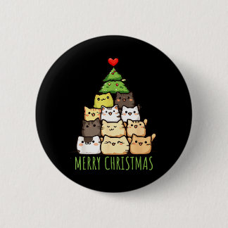 可愛い猫ママのためのクリスマスTシャツ 缶バッジ