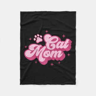 可愛い猫ママ子猫子猫ママ フリースブランケット