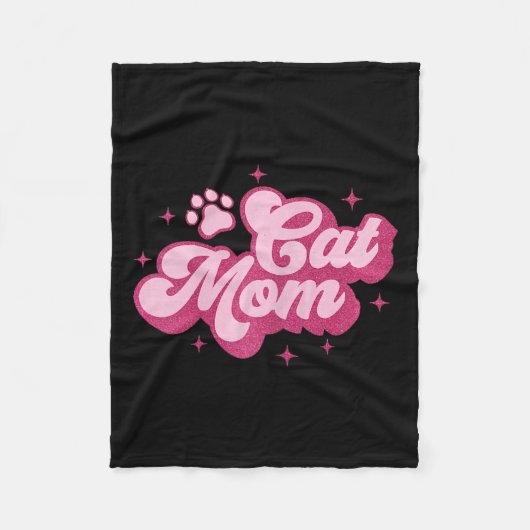 可愛い猫ママ子猫子猫ママ フリースブランケット (正面)