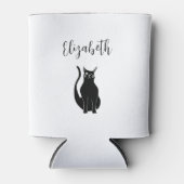 可愛い猫マンガ手描き黒巻き子猫 缶クーラー (正面)