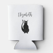 可愛い猫マンガ手描き黒巻き子猫 缶クーラー (裏面)