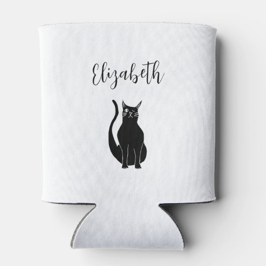 可愛い猫マンガ手描き黒巻き子猫 缶クーラー (裏面)