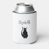 可愛い猫マンガ手描き黒巻き子猫 缶クーラー (缶裏面)