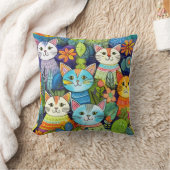 可愛い猫マンガ クッション (ブランケット)