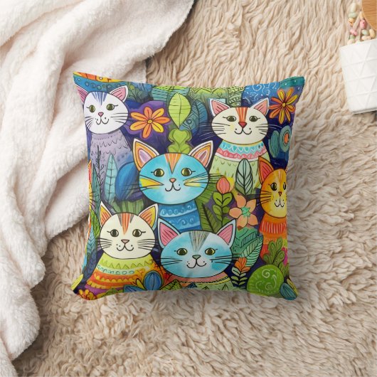 可愛い猫マンガ クッション (ブランケット)