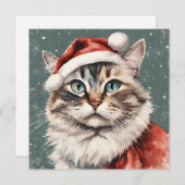 可愛い猫ミオウィクリスマスおもしろい猫 シーズンカード (正面/裏面)