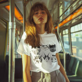 可愛い猫ミニマル顔 Tシャツ