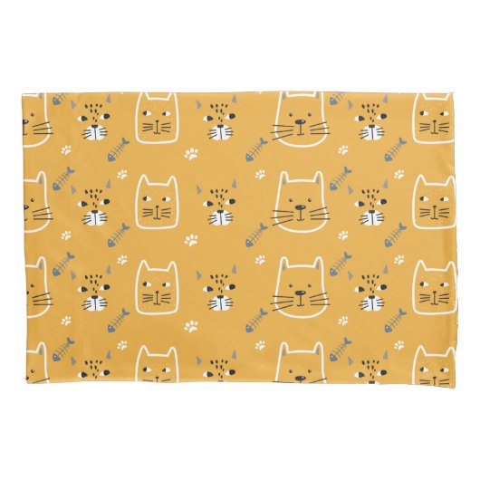 可愛い猫モダン柄 枕カバー (正面左)