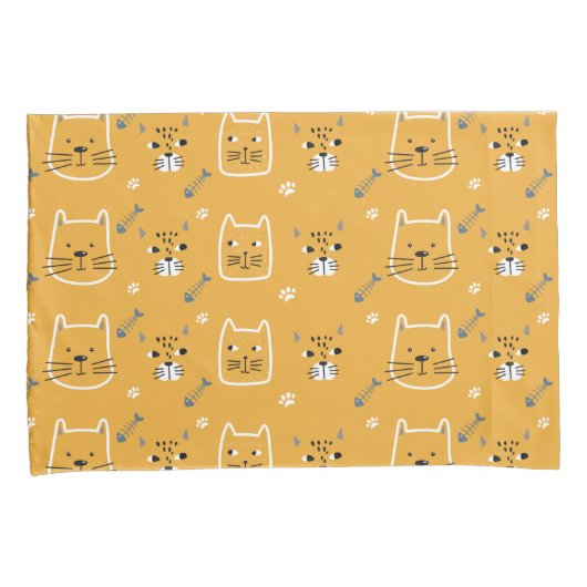 可愛い猫モダン柄 枕カバー (正面右)