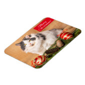 可愛い猫ユーモアあふれる聖降誕祭 マグネット (左側)