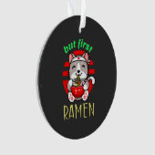 可愛い猫ラーメン食べ物のラーメン オーナメント (正面)