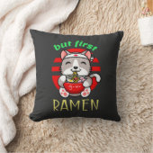 可愛い猫ラーメン食べ物のラーメン クッション (ブランケット)