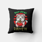 可愛い猫ラーメン食べ物のラーメン クッション (裏面)