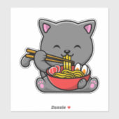 可愛い猫ラ食べーメン シール (シート)