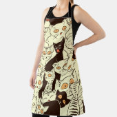 可愛い猫ヴィンテージ壁紙パターン エプロン (インサイチュ)