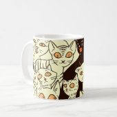可愛い猫ヴィンテージ壁紙パターン コーヒーマグカップ (正面左)