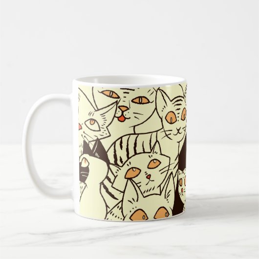 可愛い猫ヴィンテージ壁紙パターン コーヒーマグカップ (左)