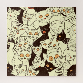 可愛い猫ヴィンテージ壁紙パターン ジグソーパズル