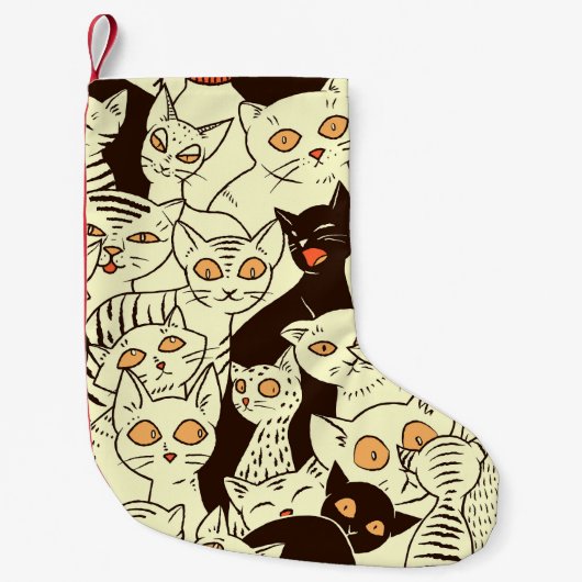 可愛い猫ヴィンテージ壁紙パターン スモールクリスマスストッキング (正面)