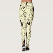 可愛い猫ヴィンテージ壁紙パターン レギンス (裏面)