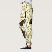 可愛い猫ヴィンテージ壁紙パターン レギンス (左)