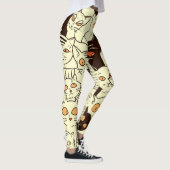 可愛い猫ヴィンテージ壁紙パターン レギンス (右)