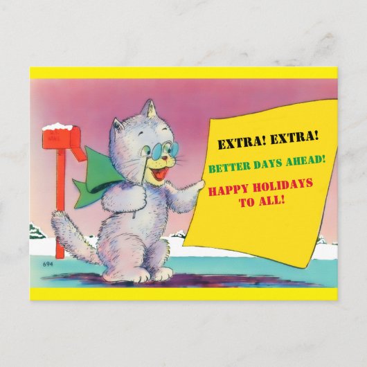 可愛い猫ヴィンテージ漫画 ポストカード (正面)