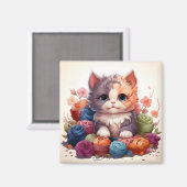 可愛い猫ヴィンテージ磁石 マグネット (正面/裏面)