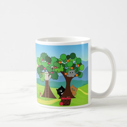 可愛い猫一家の果樹園へ コーヒーマグカップ (右)