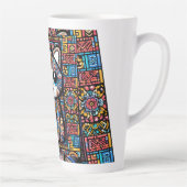 可愛い猫伝統的柄チャーム カフェラテマグ (右)