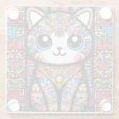 可愛い猫伝統的柄チャーム ガラスコースター (裏面)