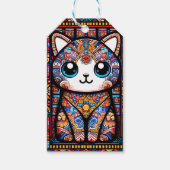 可愛い猫伝統的柄チャーム ギフトタグ (正面)