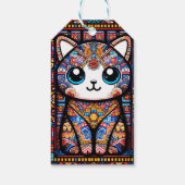 可愛い猫伝統的柄チャーム ギフトタグ (裏面)