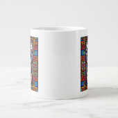 可愛い猫伝統的柄チャーム ジャンボコーヒーマグカップ (正面)